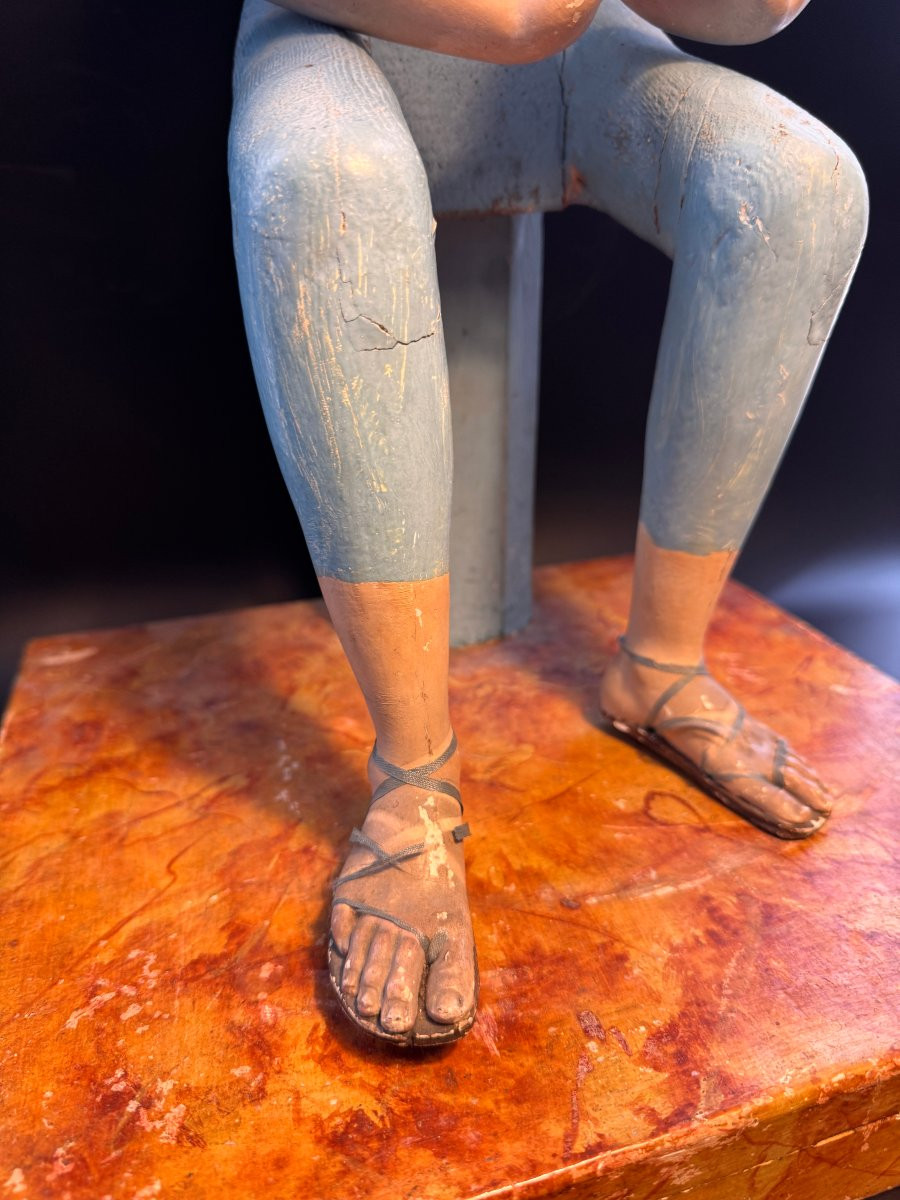 Mannequin de procession, "Capipote napolitaine" bois sculpté Italie 18ème-photo-4