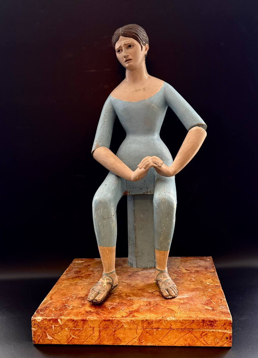 Mannequin de procession, "Capipote napolitaine" bois sculpté Italie 18ème