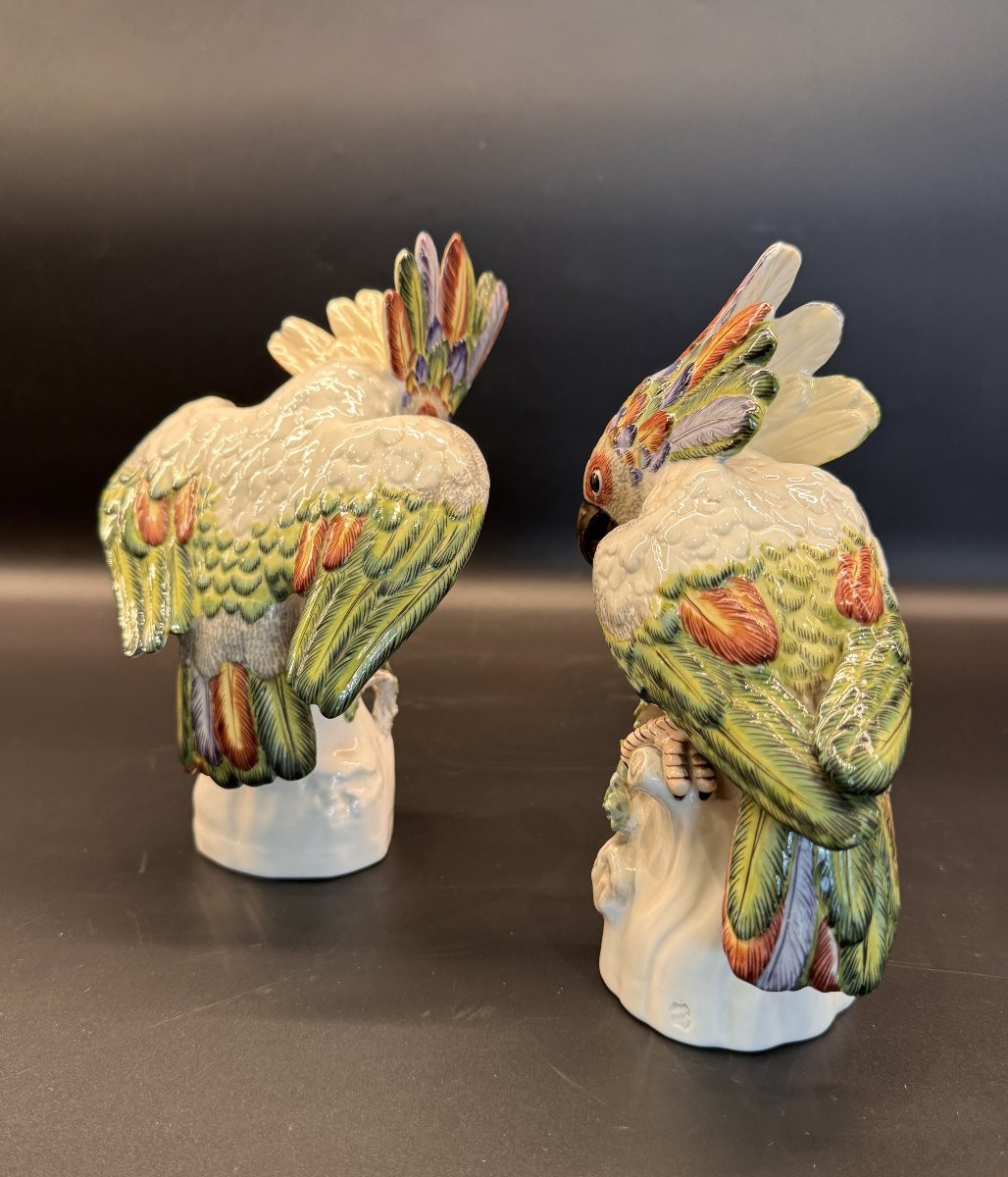 Pair Of Nymphenburg Porcelain Cockatoos By Joseph Wackerle-photo-2
