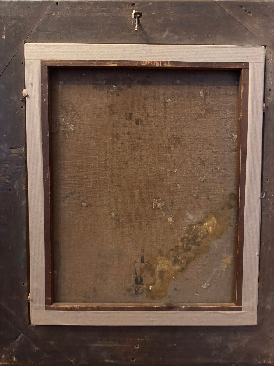 Portrait Of A Young Man In Chiaroscuro - Oil On Canvas, 19th Century-photo-4