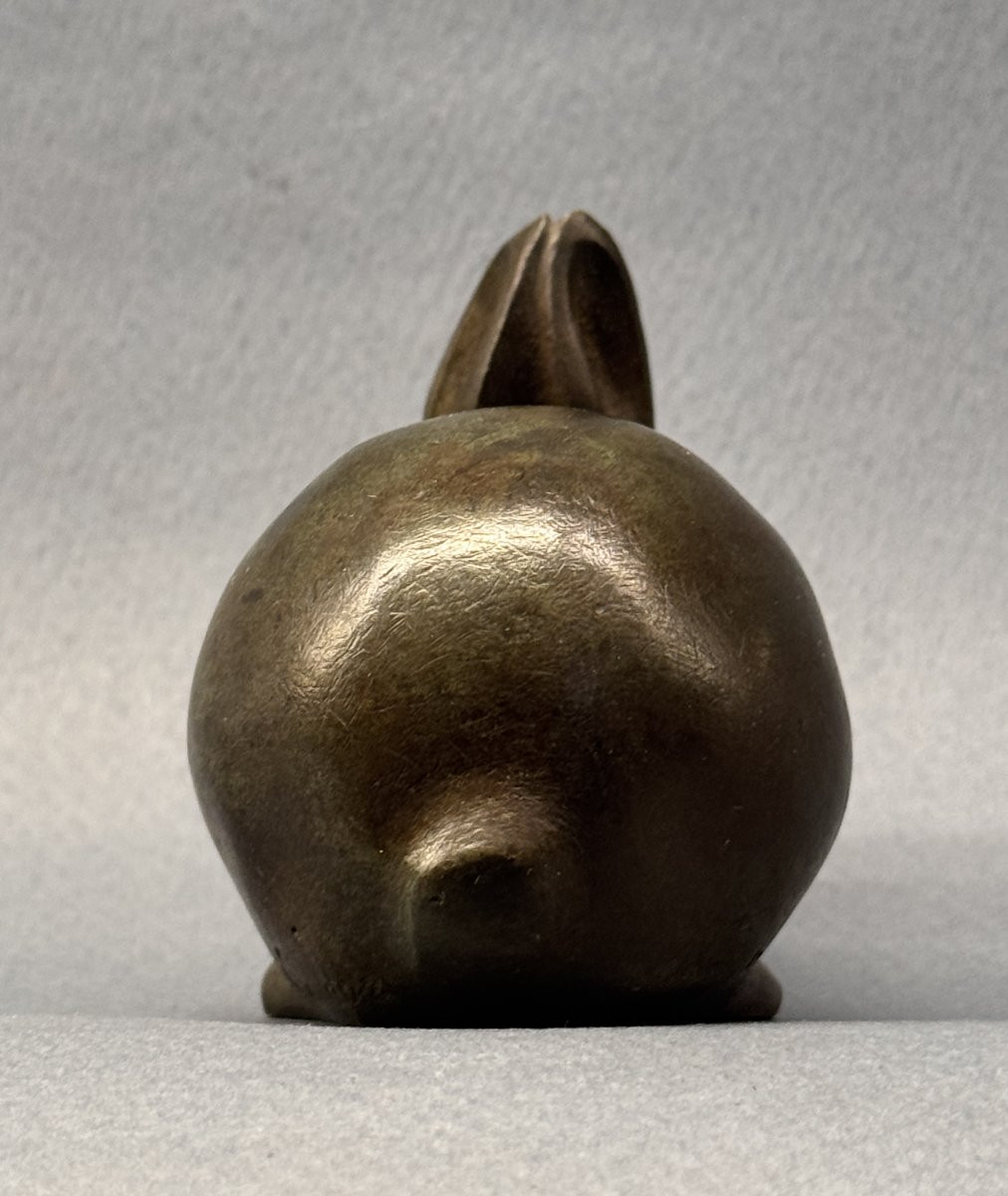 Bronze Artdeco ''rabbit With Both Ears Up'' Sandoz (susse Frères)-photo-3