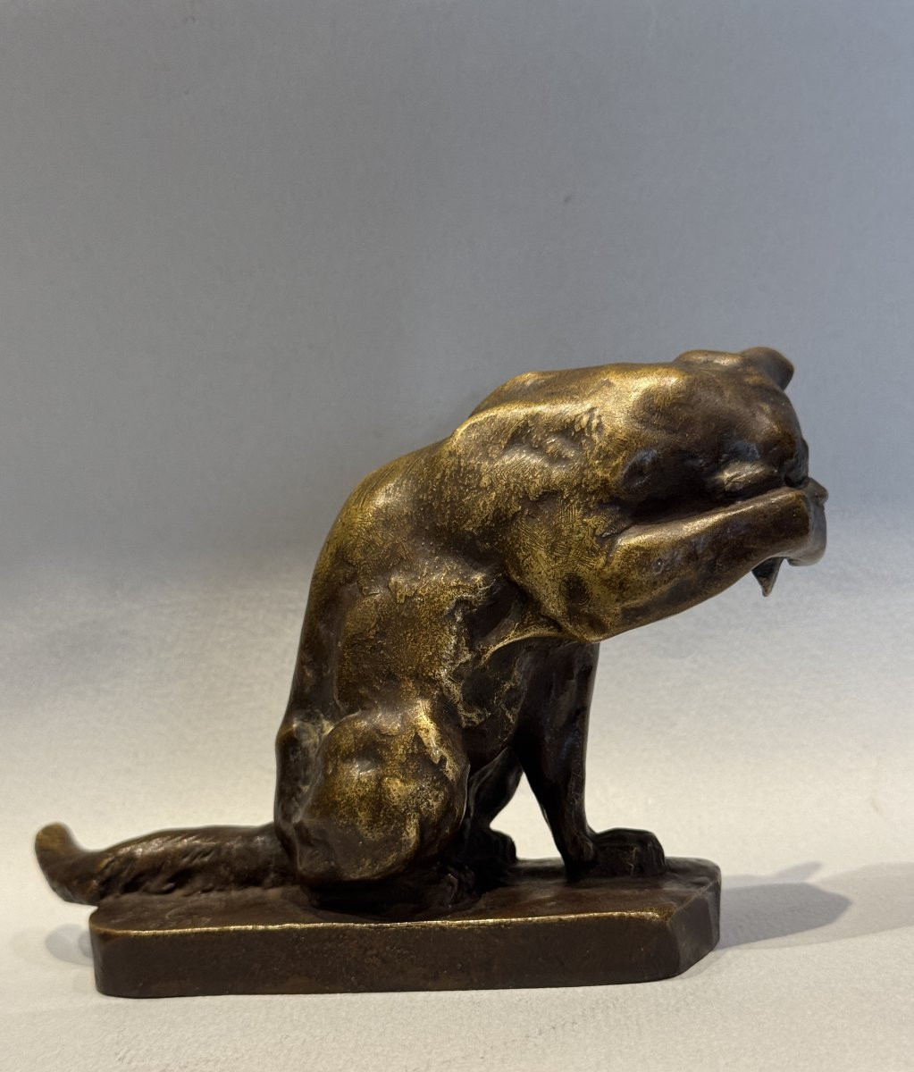 Cat At His Toilet - Georges Gardet - Bronze Sculpture - Siot-photo-4