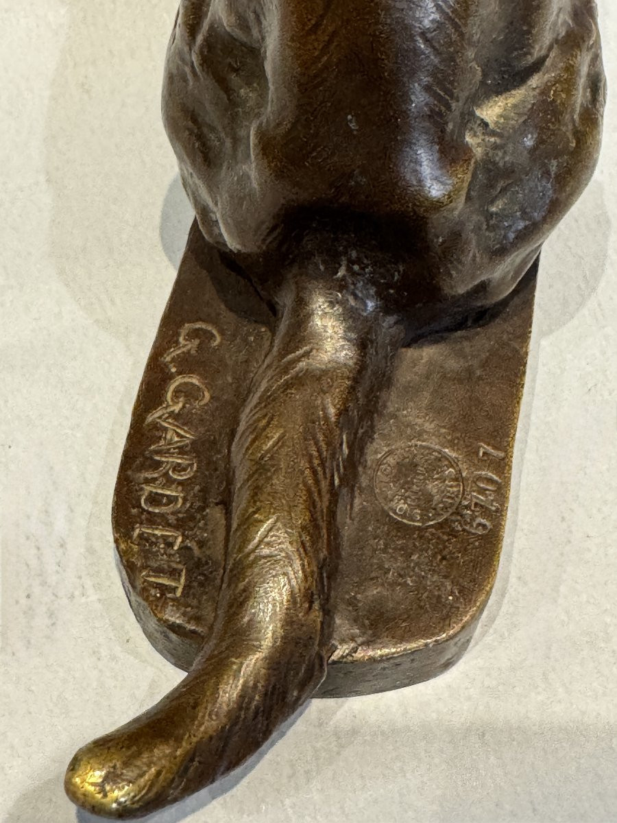 Cat At His Toilet - Georges Gardet - Bronze Sculpture - Siot-photo-1
