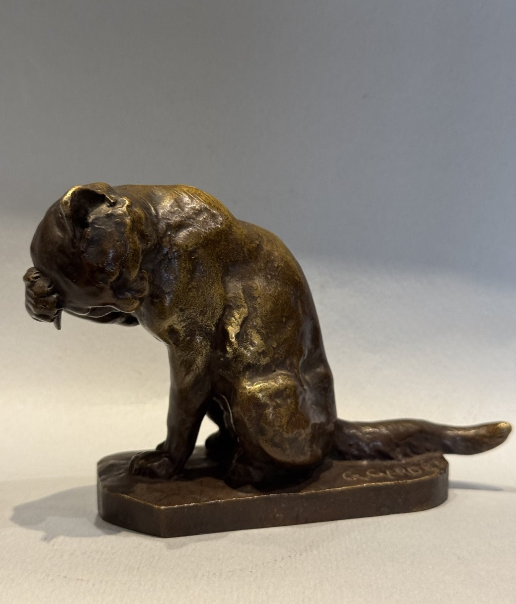Cat At His Toilet - Georges Gardet - Bronze Sculpture - Siot-photo-4