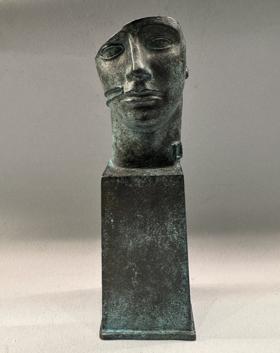 Sculpture en bronze Igor Mitoraj “Tindaro” buste d’homme -photo-4
