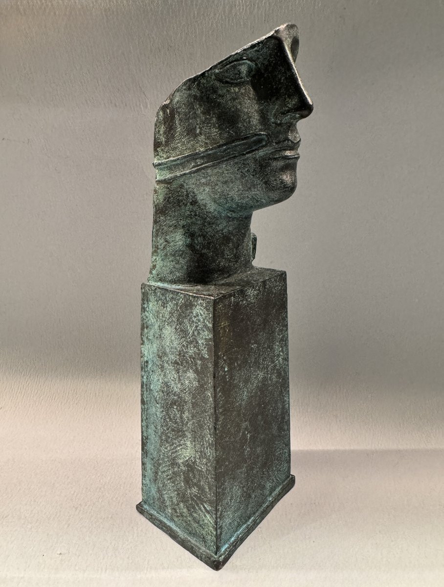 Sculpture en bronze Igor Mitoraj “Tindaro” buste d’homme -photo-4