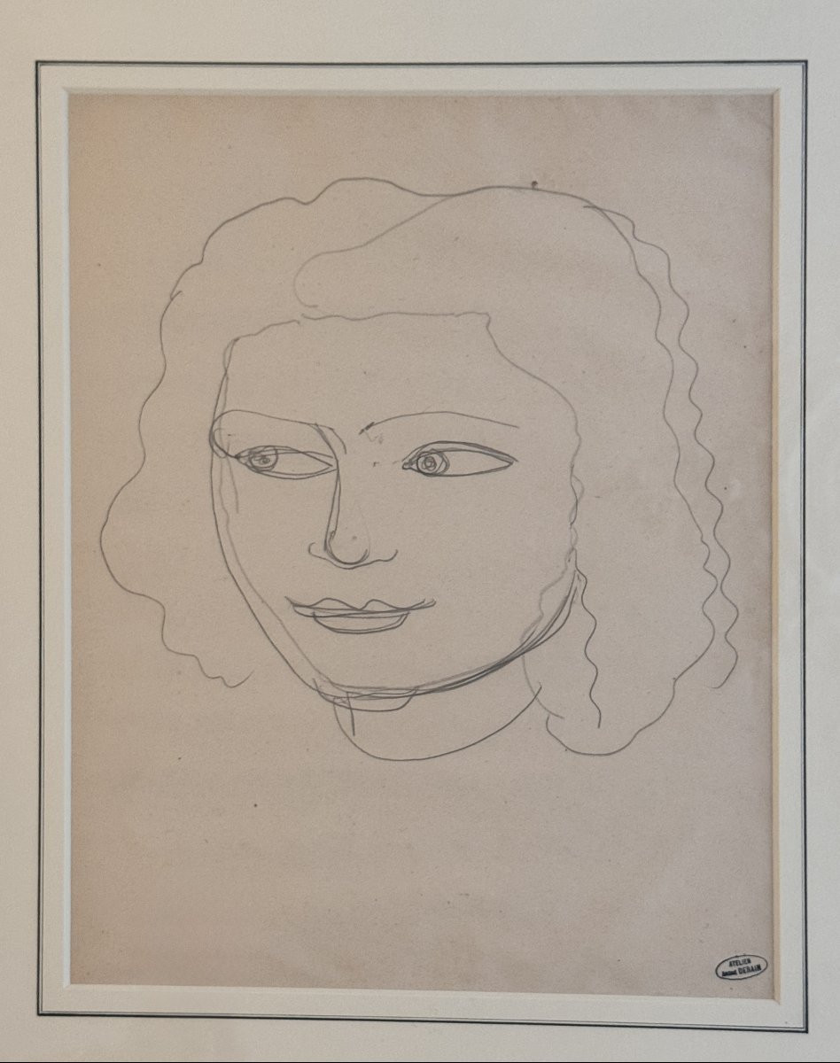 André Derain - Portrait Of A Woman - Drawing - Art Deco-photo-2