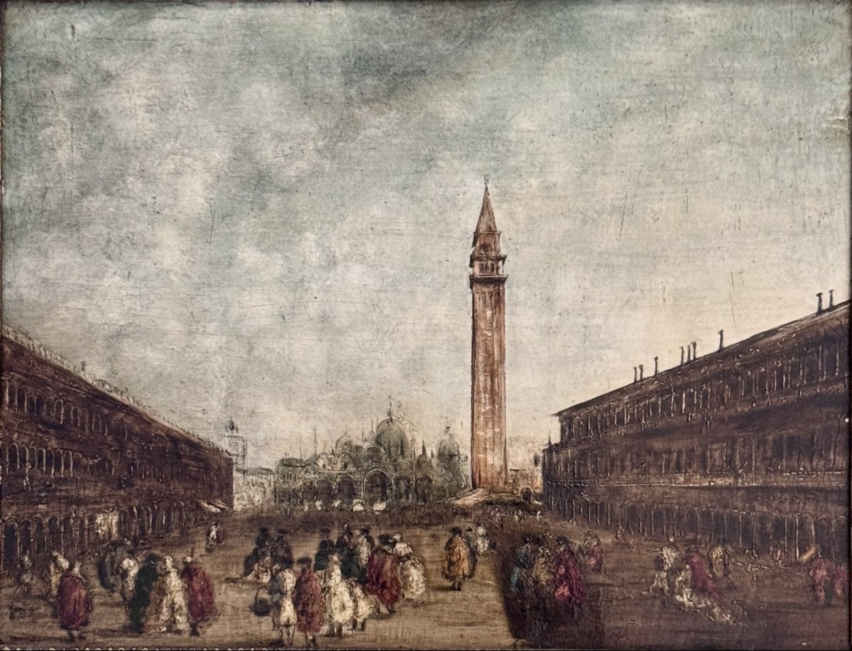 Carnaval de Venise - Huile sur cuivre - Place Saint Marc-photo-2