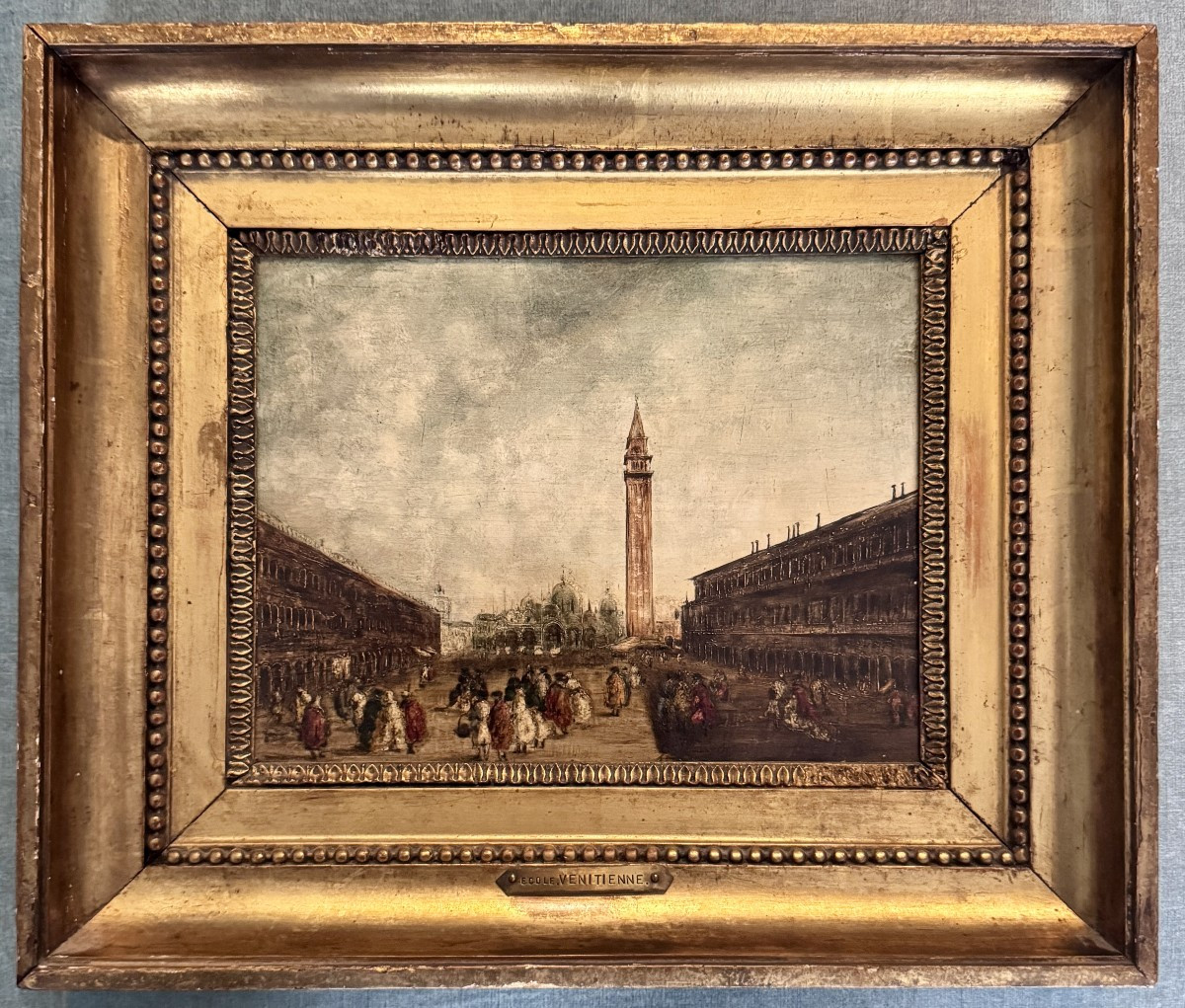 Carnaval de Venise - Huile sur cuivre - Place Saint Marc-photo-1