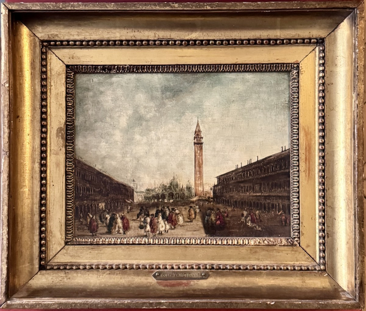 Carnaval de Venise - Huile sur cuivre - Place Saint Marc