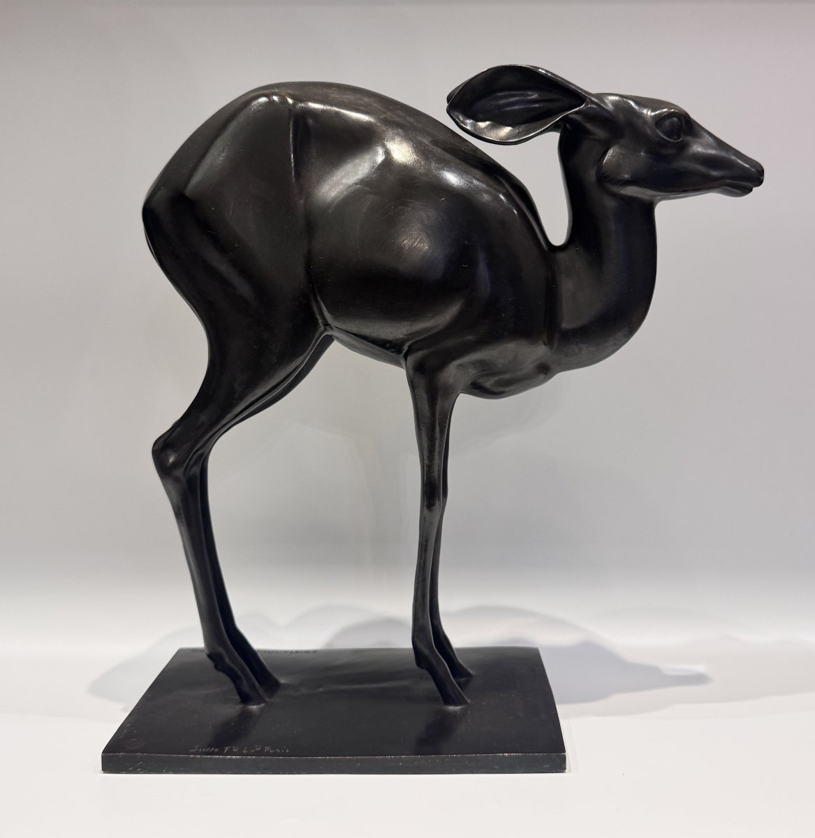 Lost-wax Bronze Sculpture *antelope* By Christa Winsloe-hatvany / Susse Frères-photo-2