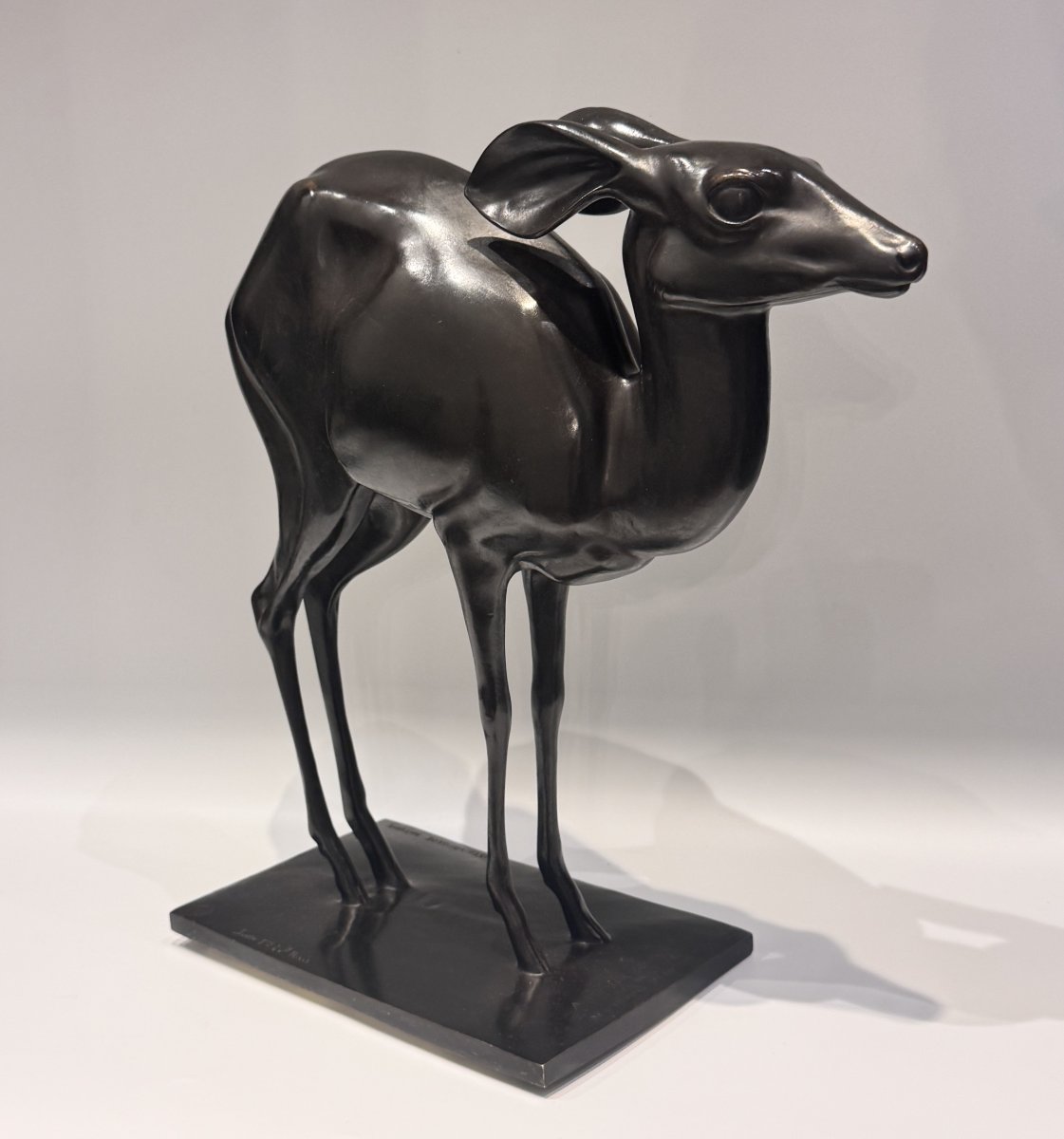 Lost-wax Bronze Sculpture *antelope* By Christa Winsloe-hatvany / Susse Frères-photo-3