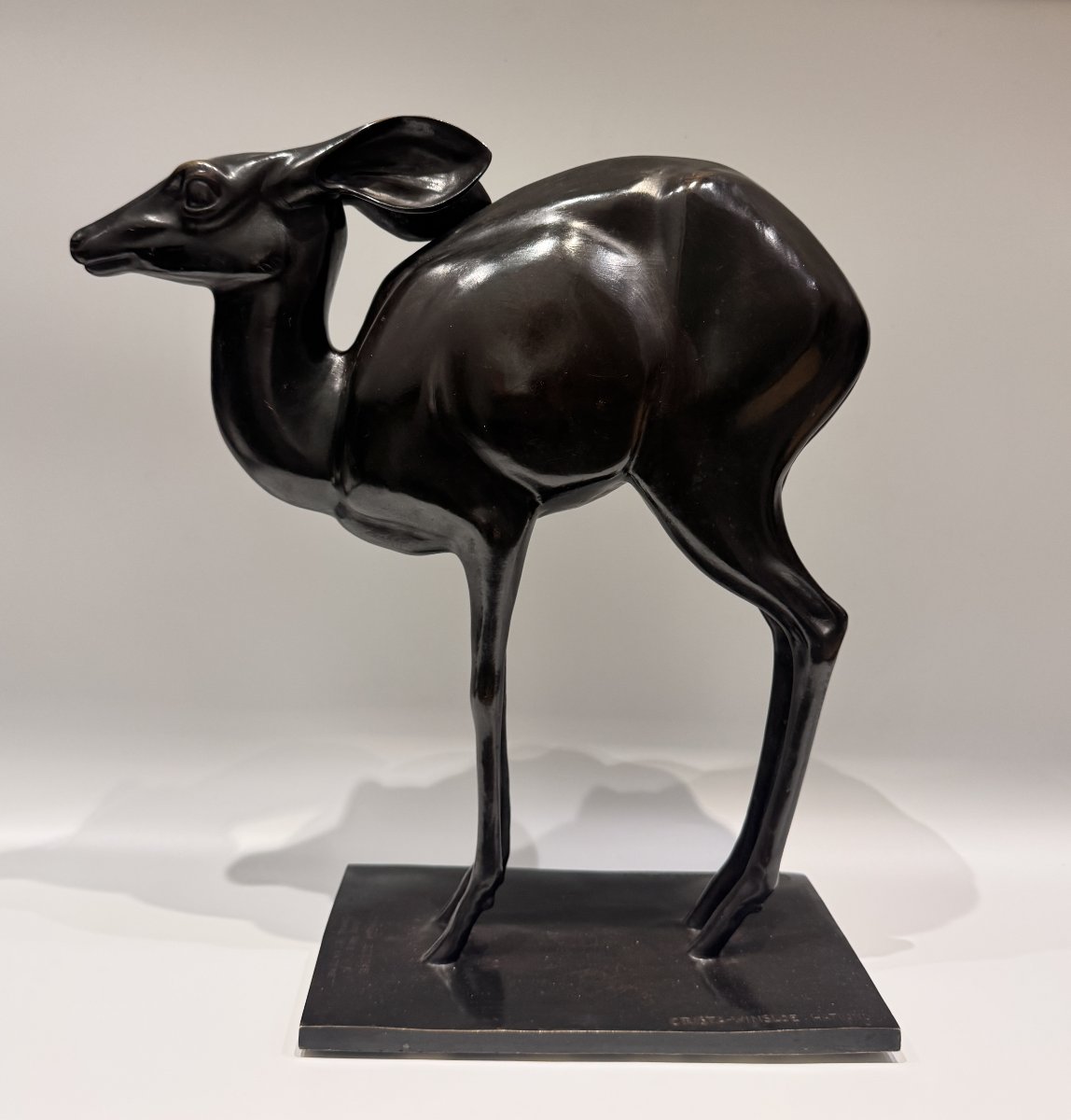Lost-wax Bronze Sculpture *antelope* By Christa Winsloe-hatvany / Susse Frères-photo-4