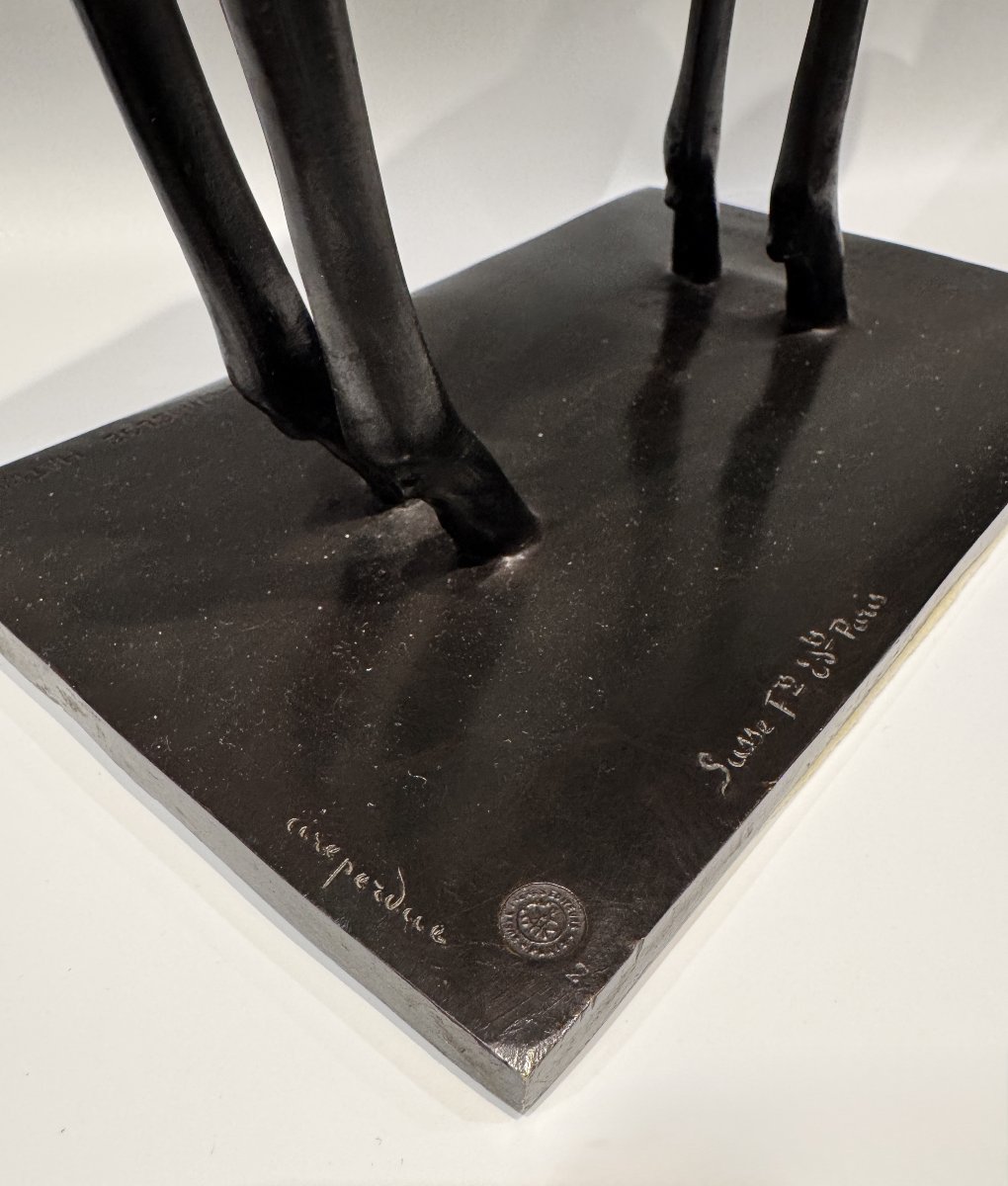 Lost-wax Bronze Sculpture *antelope* By Christa Winsloe-hatvany / Susse Frères-photo-3