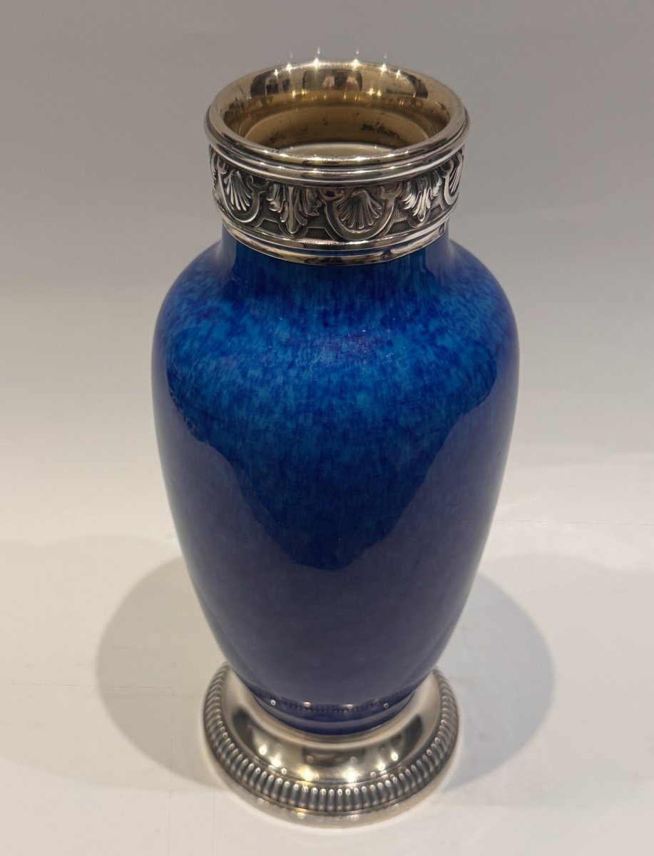Blue Porcelain Vase With Solid Silver Mount, Paul Milet, Sèvres-photo-2