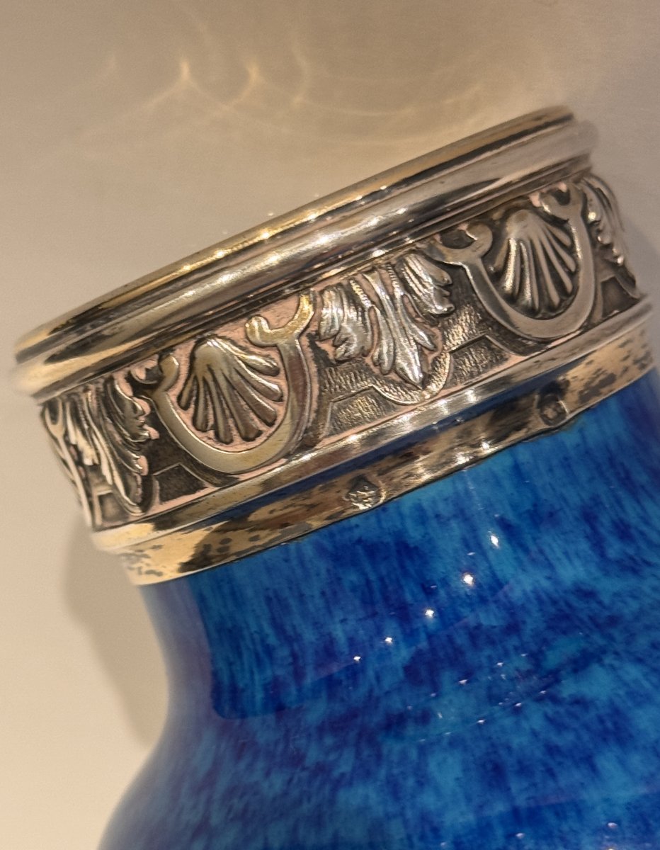 Blue Porcelain Vase With Solid Silver Mount, Paul Milet, Sèvres-photo-3