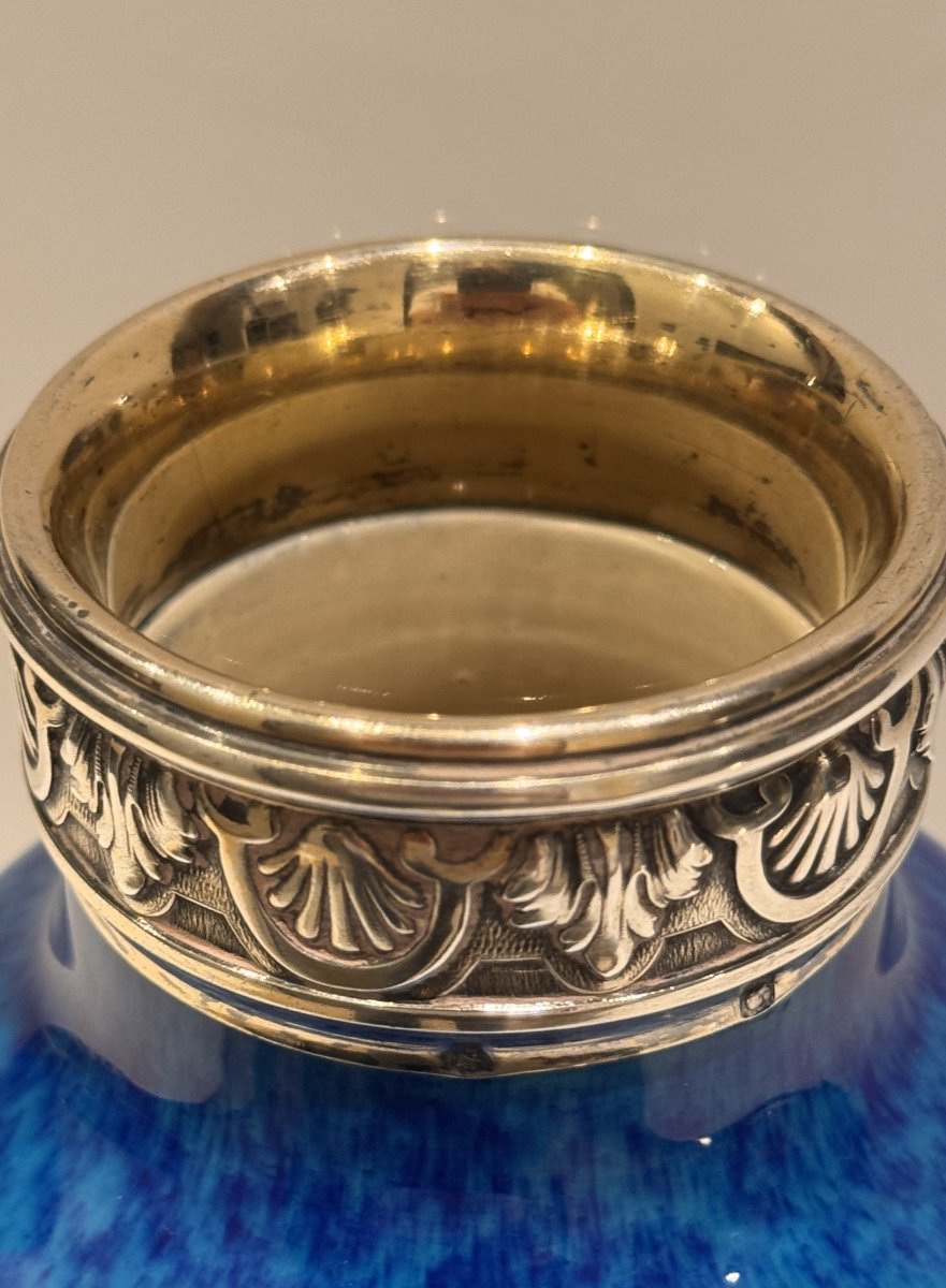 Blue Porcelain Vase With Solid Silver Mount, Paul Milet, Sèvres-photo-2