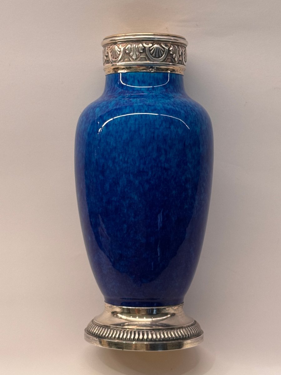Blue Porcelain Vase With Solid Silver Mount, Paul Milet, Sèvres-photo-4