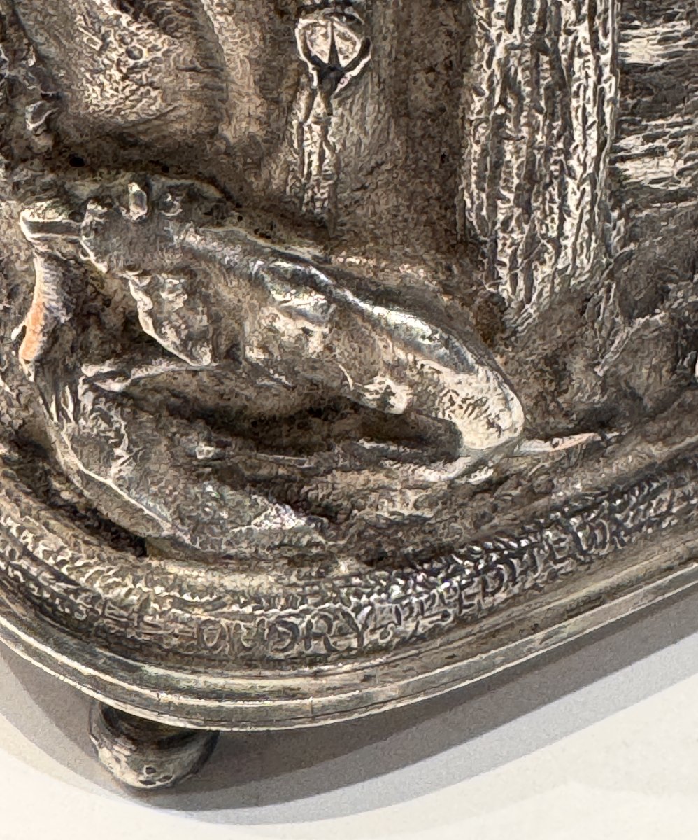 Léopold Oudry Editeur, coffret à bijoux métal argenté animalier, XIXe siècle-photo-5