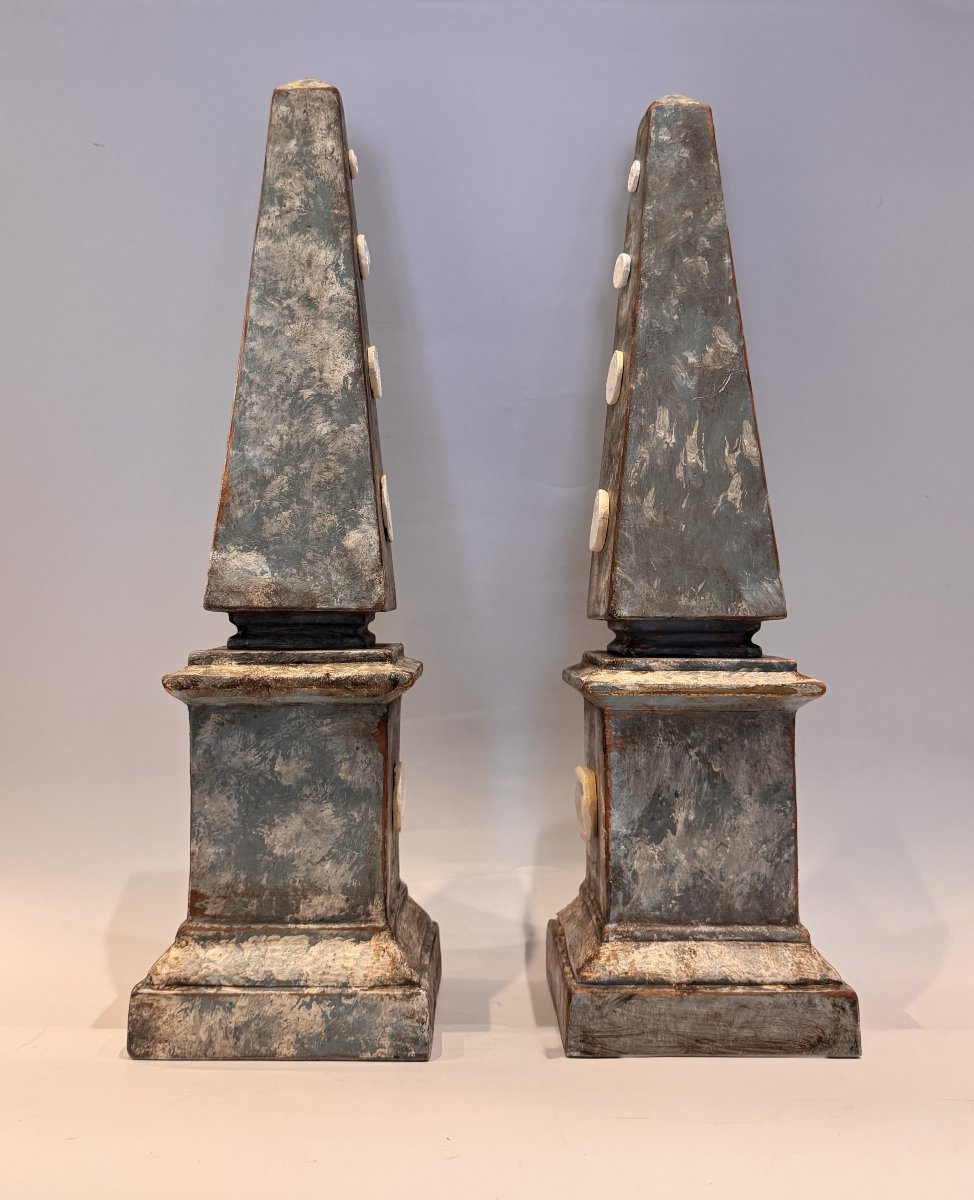 Pair Of Obelisks With Antique-style Grand Tour Intaglios-photo-2