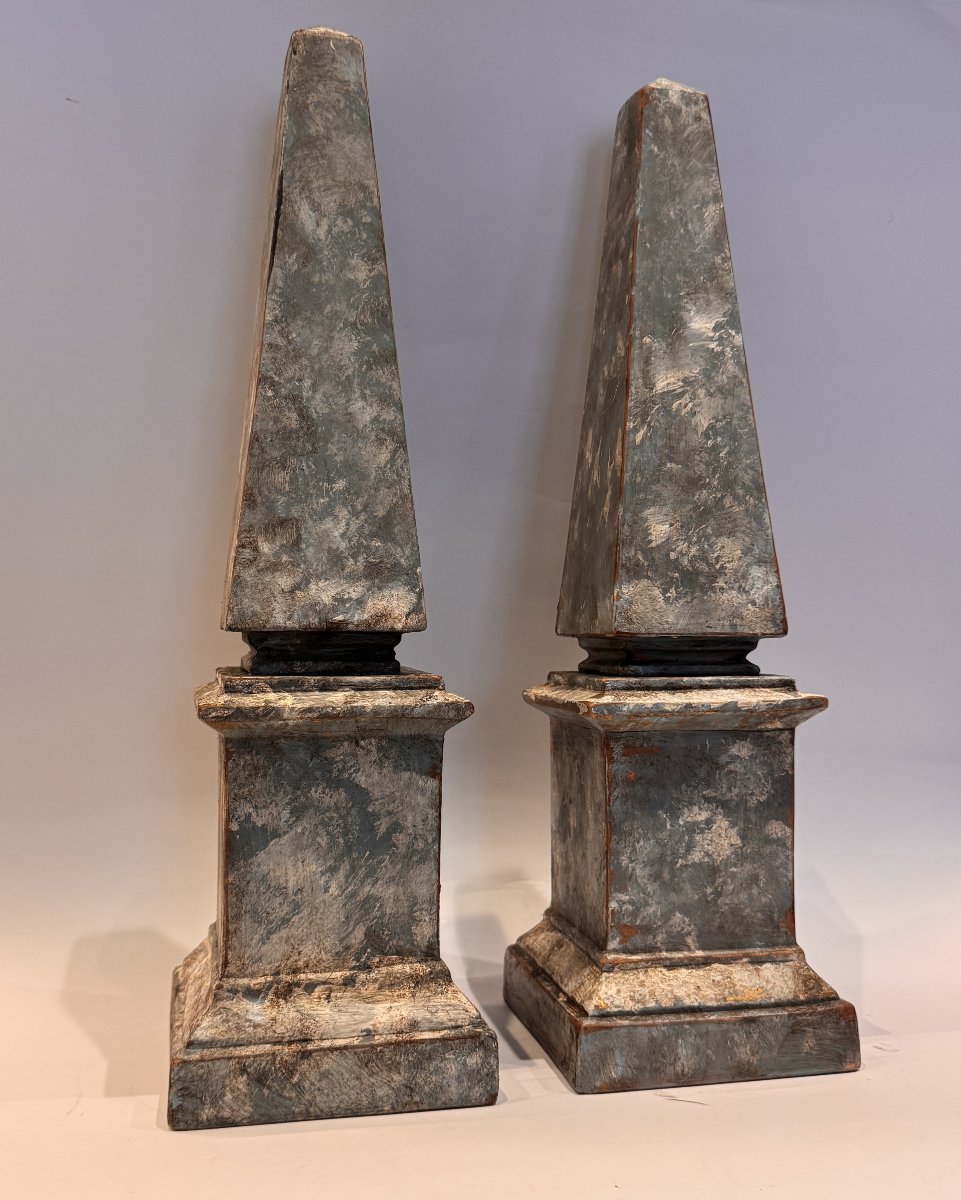 Pair Of Obelisks With Antique-style Grand Tour Intaglios-photo-3