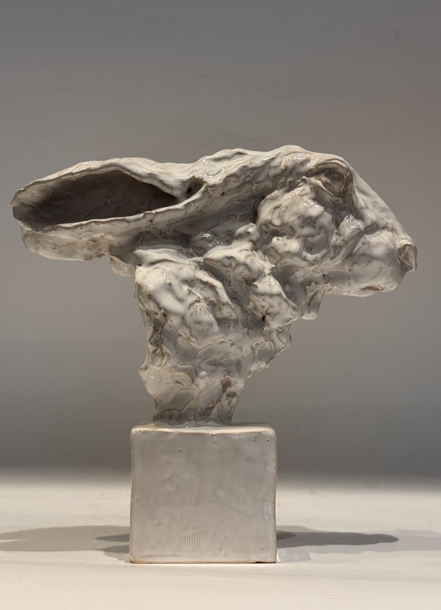 Hare Bust - Jean-paul Gourdon – Glazed Terracotta Sculpture -photo-3