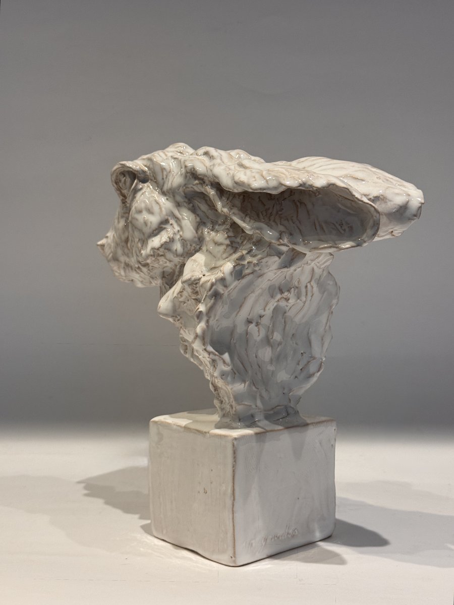 Hare Bust - Jean-paul Gourdon – Glazed Terracotta Sculpture -photo-1