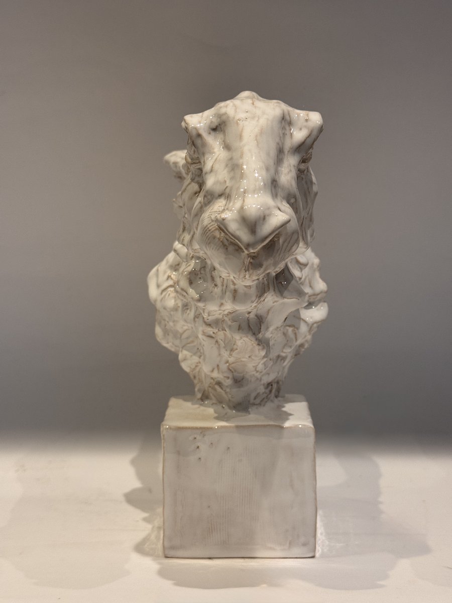 Hare Bust - Jean-paul Gourdon – Glazed Terracotta Sculpture -photo-3