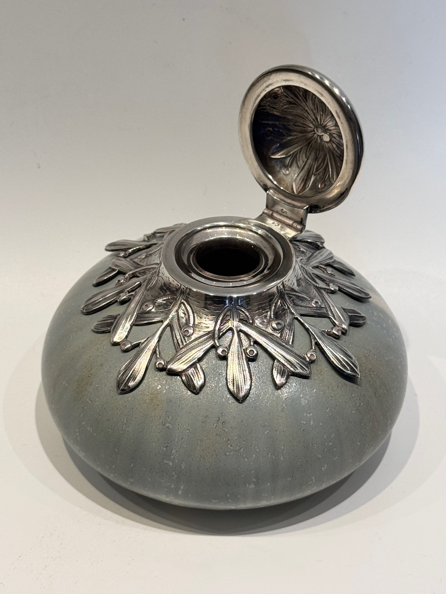 Encrier Art Nouveau Paul Milet et Victor saglier monté Argent-photo-2