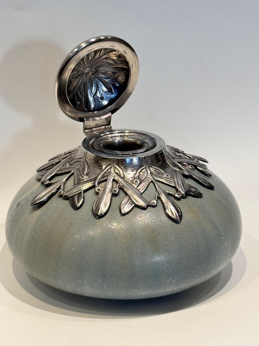 Encrier Art Nouveau Paul Milet et Victor saglier monté Argent
