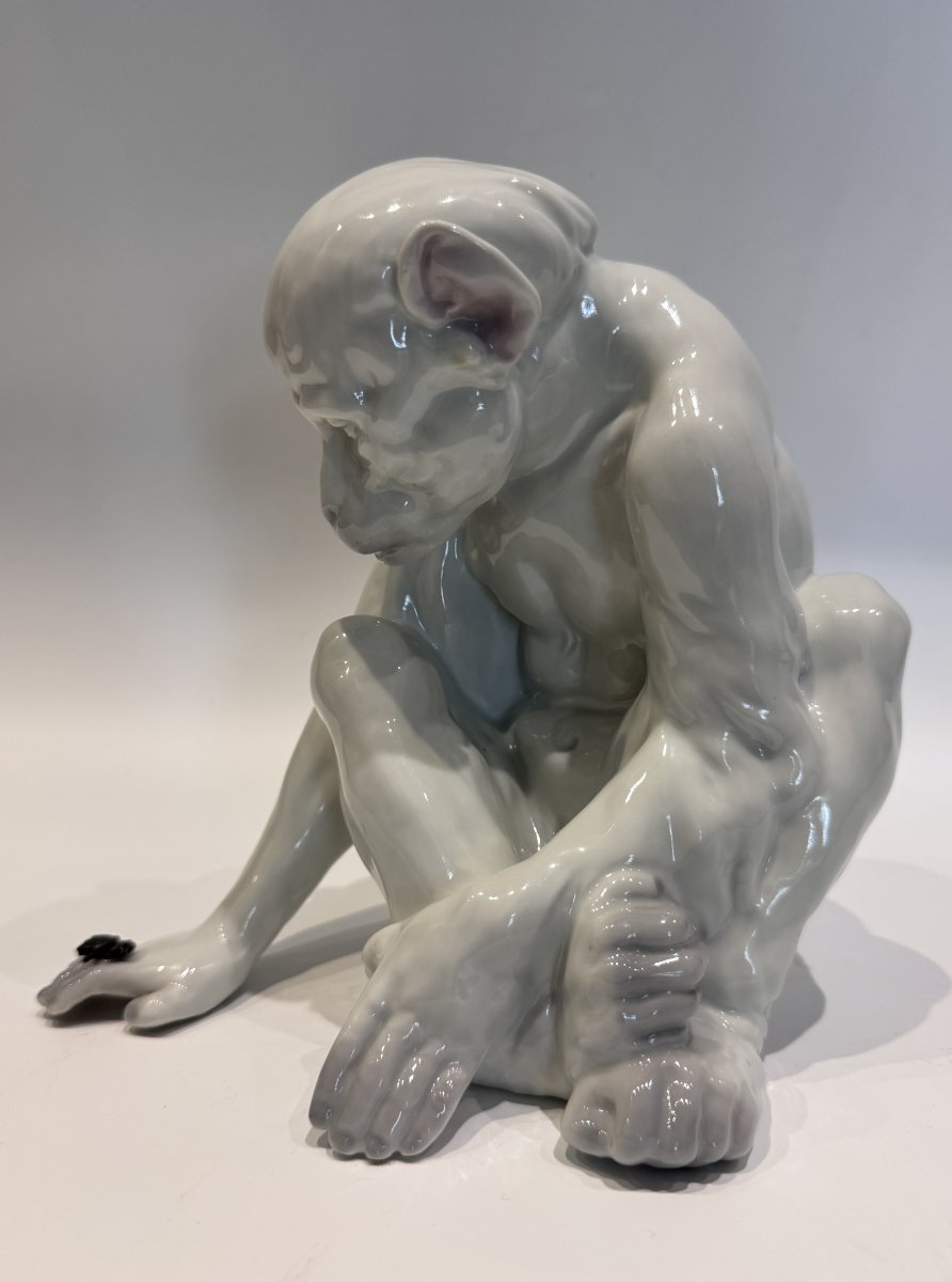 Heubach Gebrüder - Porcelaine - Singe à la mouche -photo-2
