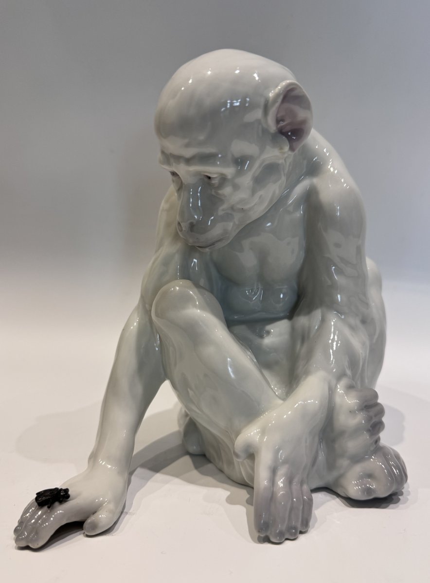 Heubach Gebrüder - Porcelaine - Singe à la mouche -photo-1