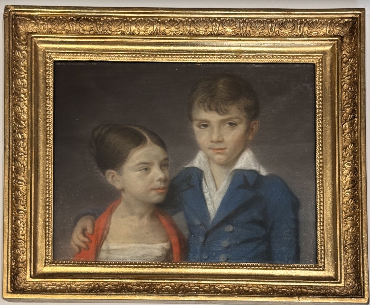 Empire Period Pastel, Portrait Of Children, Brother And Sister 