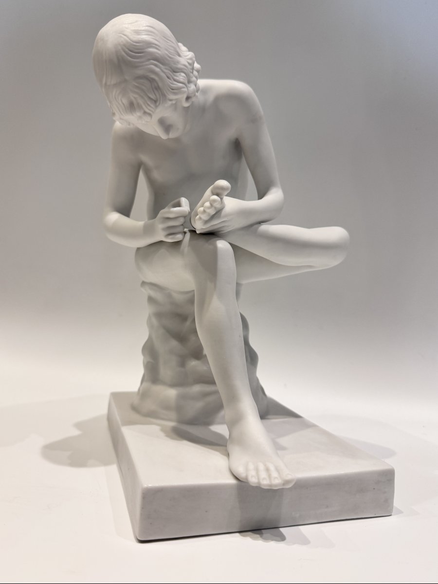 The Thorn-puller, Or Spinario, Biscuit Porcelain, H 26 Cm-photo-2