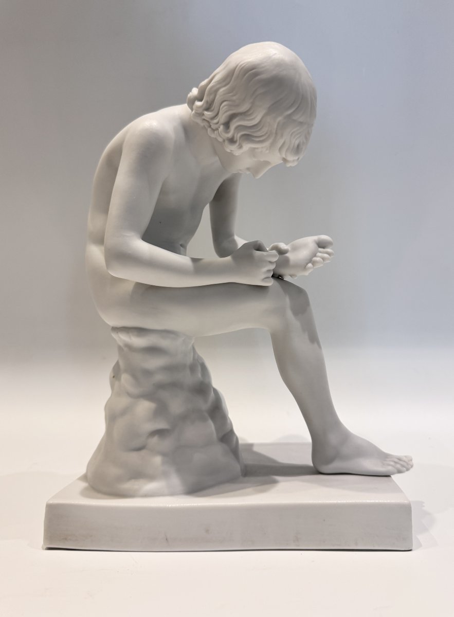 The Thorn-puller, Or Spinario, Biscuit Porcelain, H 26 Cm-photo-3