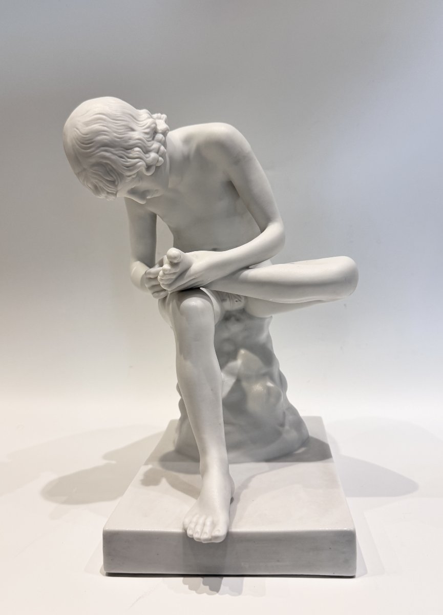 The Thorn-puller, Or Spinario, Biscuit Porcelain, H 26 Cm-photo-4