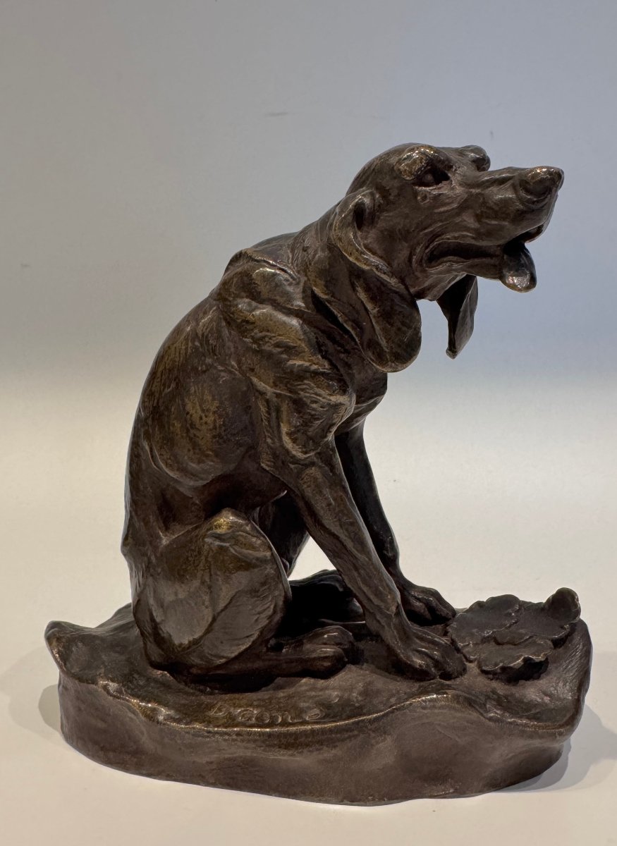 Bronze Sculpture Of A Basset Hound By Ernest Damé (saint Hubert) -photo-2