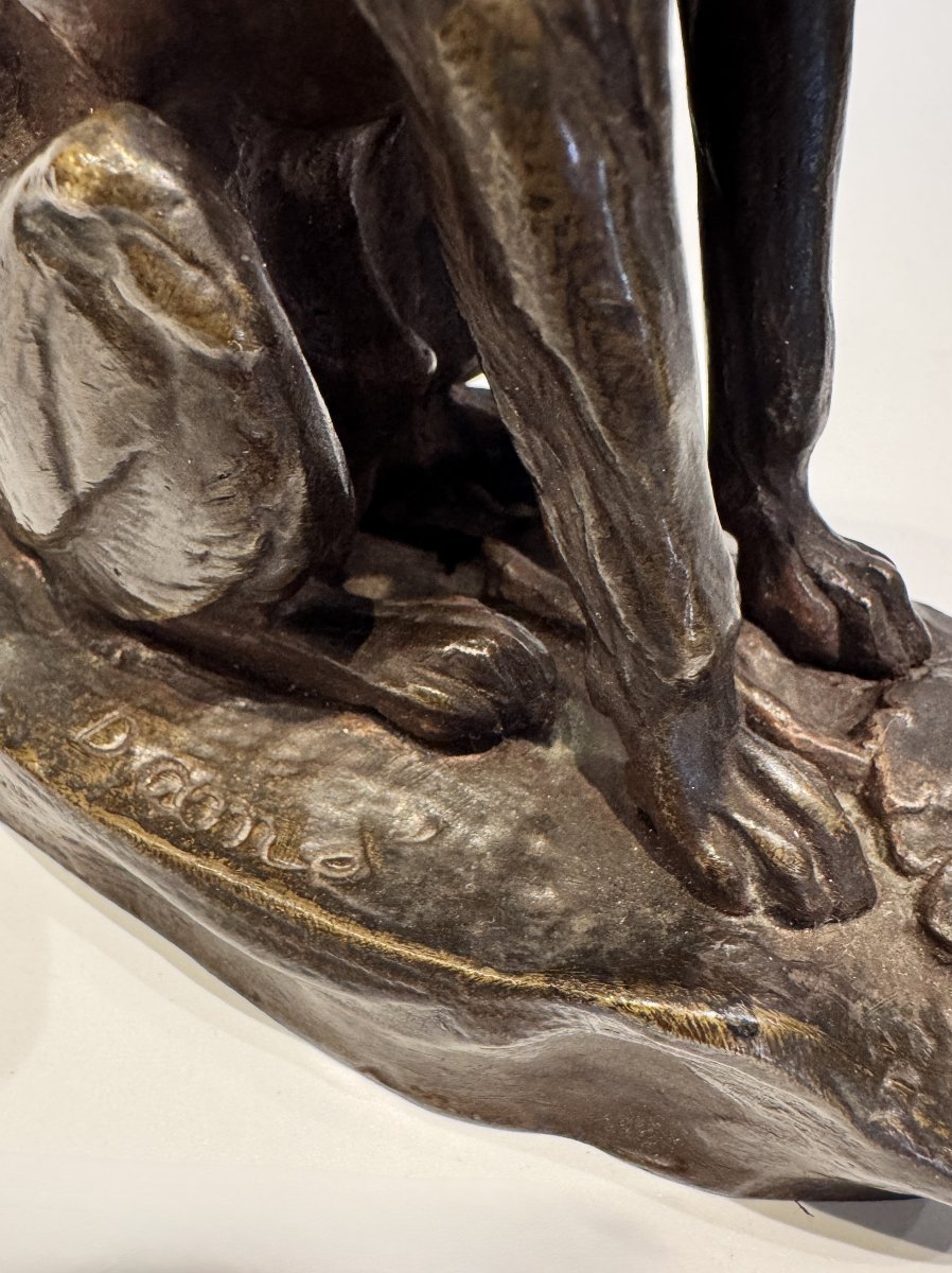 Bronze Sculpture Of A Basset Hound By Ernest Damé (saint Hubert) -photo-3