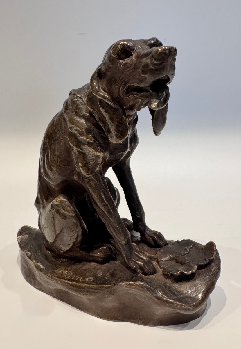 Bronze Sculpture Of A Basset Hound By Ernest Damé (saint Hubert) -photo-4