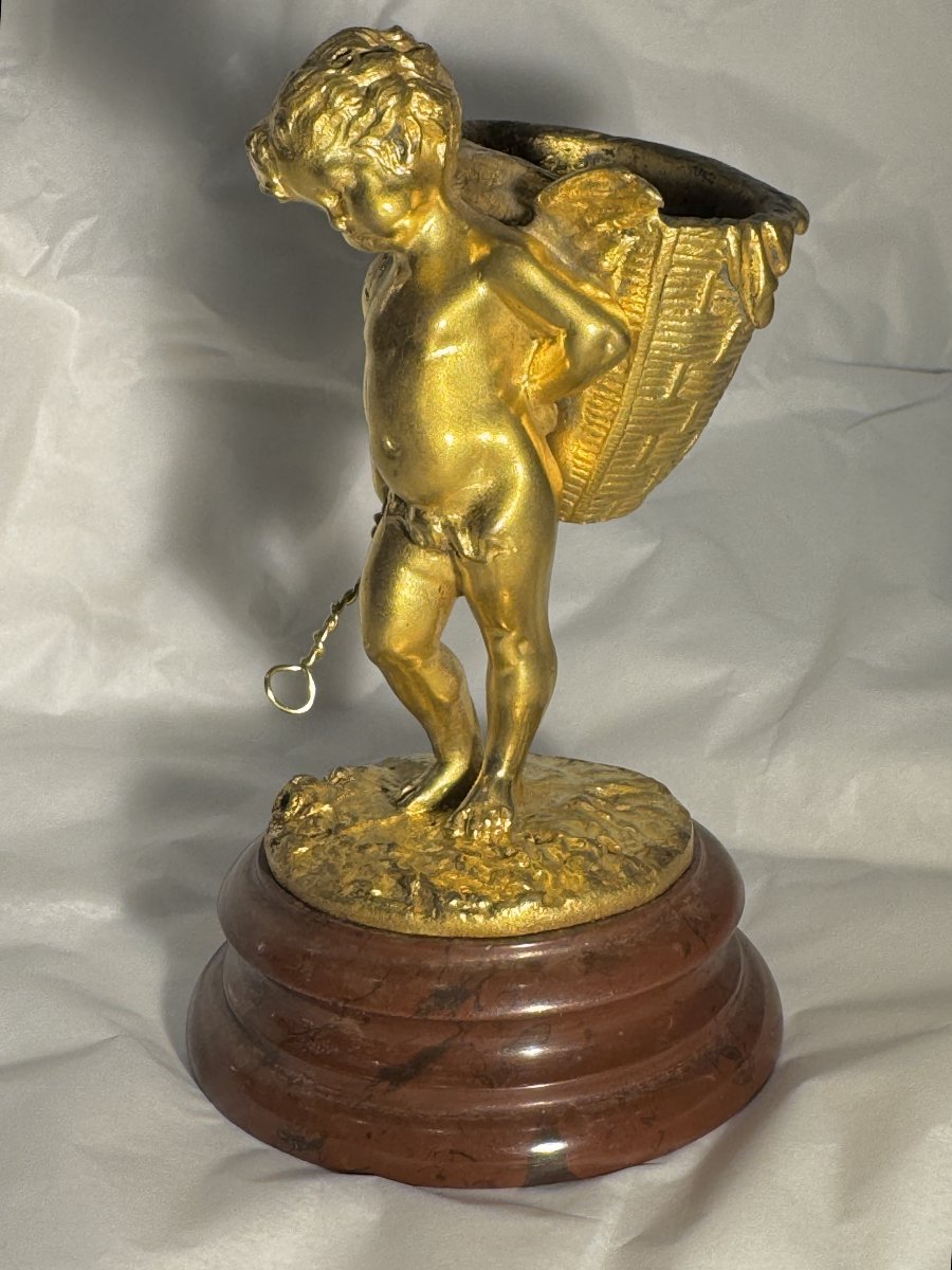Angelot vendangeur - Louis Kley - sculpture Bronze doré - E. Soleau -photo-2