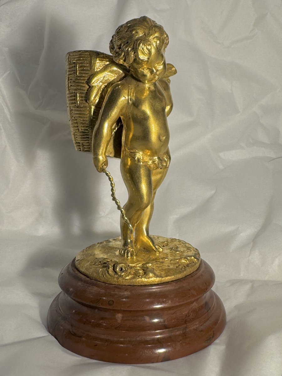 Angelot vendangeur - Louis Kley - sculpture Bronze doré - E. Soleau -photo-4