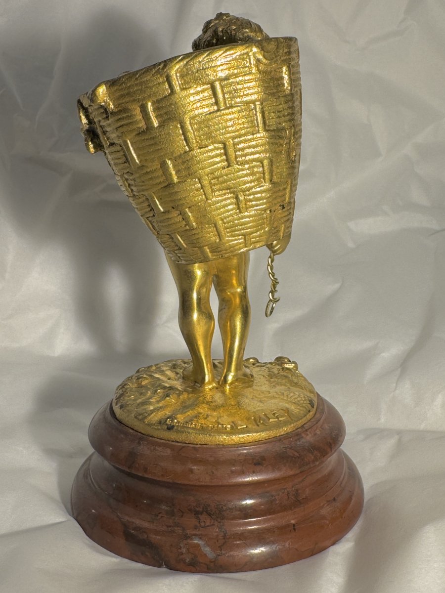 Angelot vendangeur - Louis Kley - sculpture Bronze doré - E. Soleau -photo-2