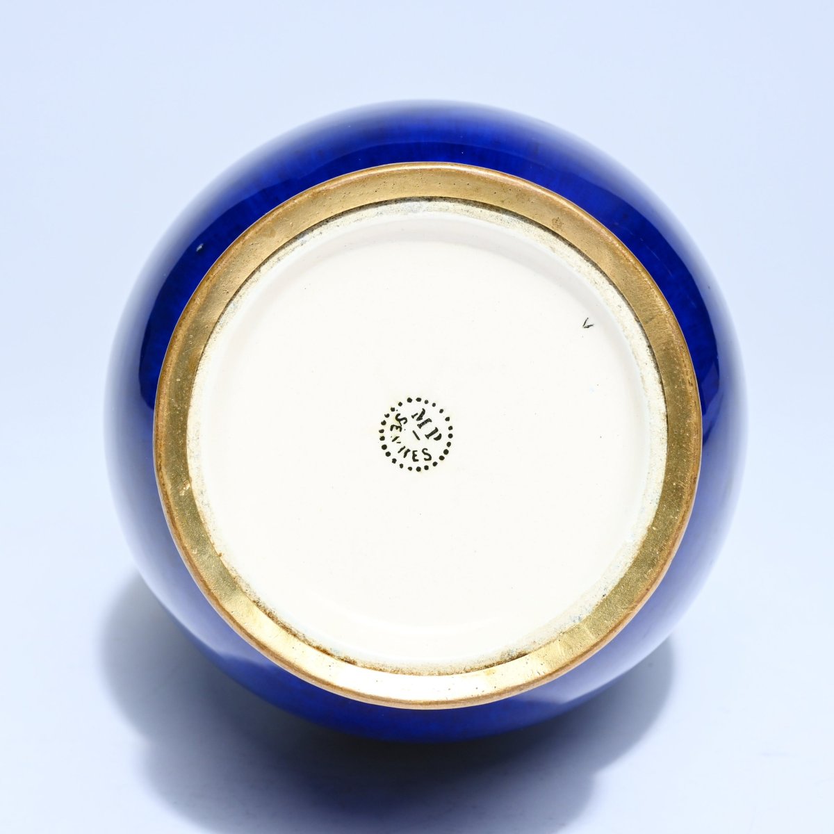 Vase en porcelaine bleue monture bronze doré aux mures - Paul Milet SEVRES-photo-4