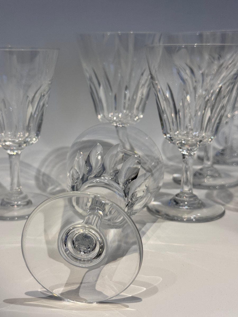 Partie de service Baccarat 5 verres à eau et 4 verres à vin Modèle cassino