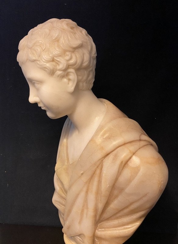 Buste de jeune Empereur en marbre. 19ème siècle.-photo-1