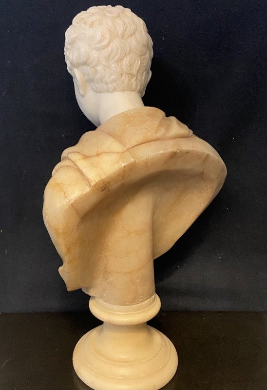 Buste de jeune Empereur en marbre. 19ème siècle.-photo-2