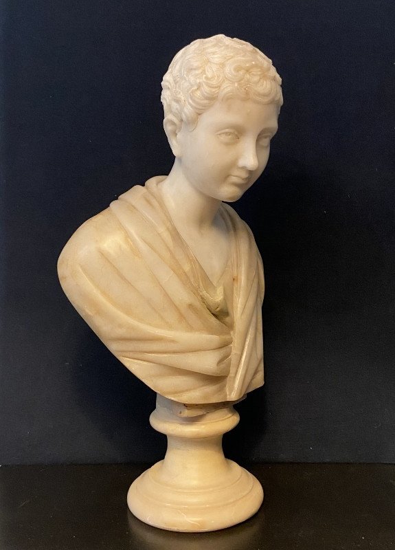 Buste de jeune Empereur en marbre. 19ème siècle.-photo-4