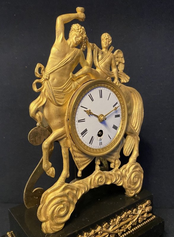 Empire Clock "centaur" In Gilded Bronze-photo-2