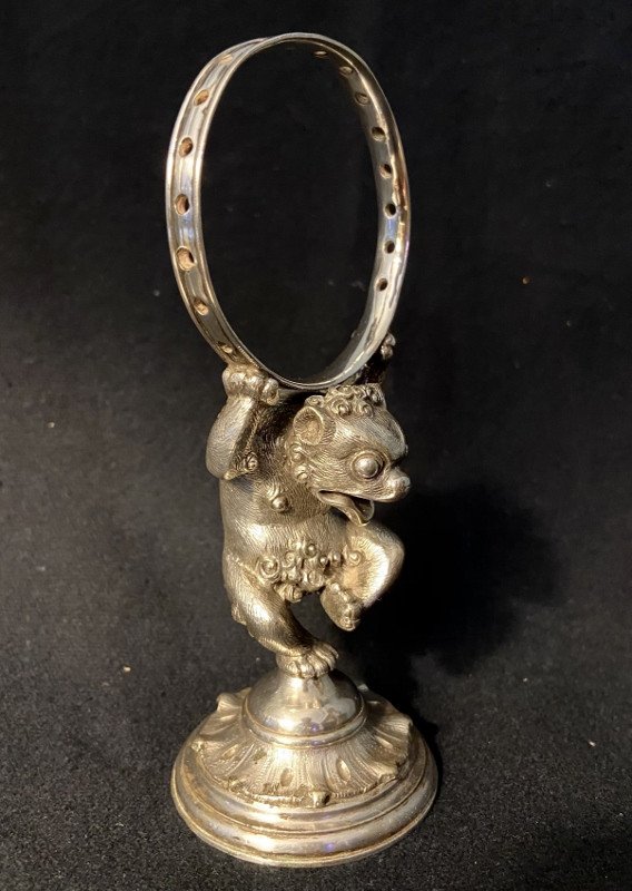 Christofle, Zoomorphic Toothpick Holder In Silvered Bronze, XIXth Century-photo-2