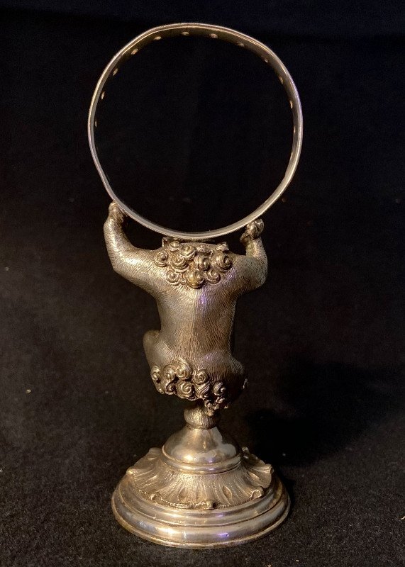 Christofle, porte cure-dent zoomorphe en bronze argenté, XIXème Siècle-photo-3